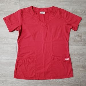 UA Butter Soft Small red fitted scrub top uniform career nurse Valentine work